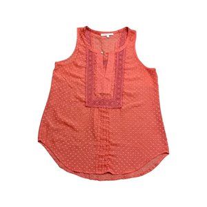 CUTE Coral Sheer Sleeveless Top (M)